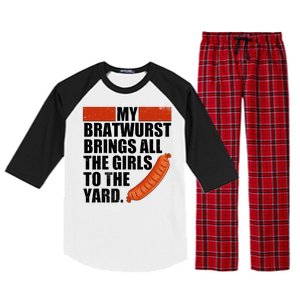 Funny Oktoberfest My Bratwurst Brings All the Girls to the Yard Raglan Sleeve Pajama Set