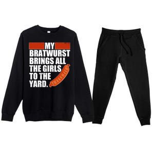 Funny Oktoberfest My Bratwurst Brings All the Girls to the Yard Premium Crewneck Sweatsuit Set