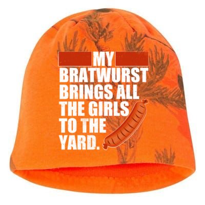 Funny Oktoberfest My Bratwurst Brings All the Girls to the Yard Kati - Camo Knit Beanie