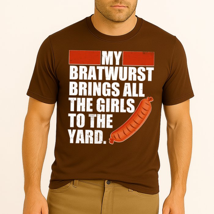 Funny Oktoberfest My Bratwurst Brings All the Girls to the Yard Cooling Performance Crew T-Shirt