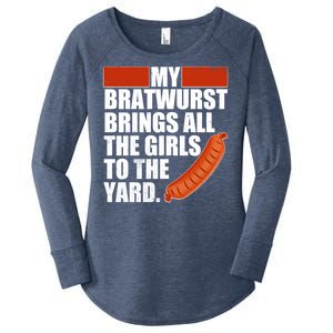 Funny Oktoberfest My Bratwurst Brings All the Girls to the Yard Women's Perfect Tri Tunic Long Sleeve Shirt