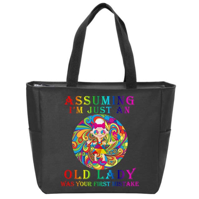 Funny Old Lady Zip Tote Bag