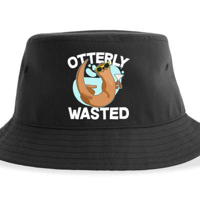 Funny Otterly Wasted Drunk Otter Sustainable Bucket Hat