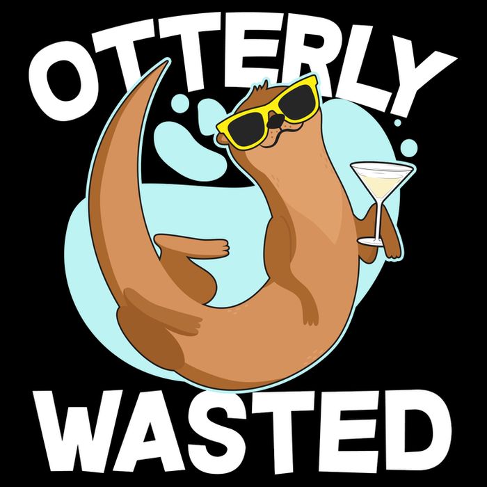 Funny Otterly Wasted Drunk Otter Drawstring Bag