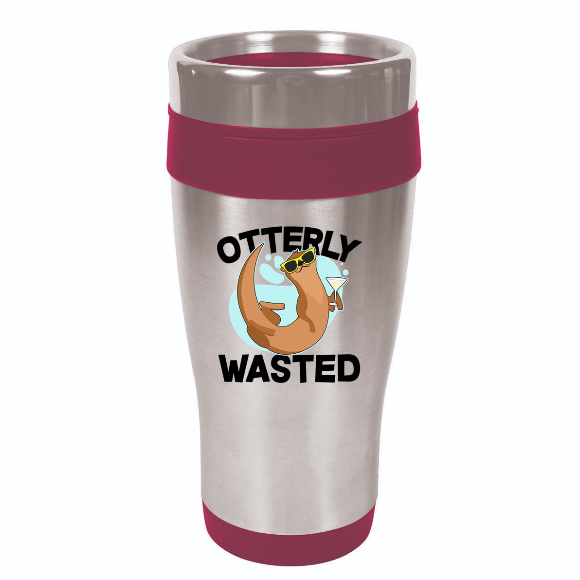 Funny Otterly Wasted Drunk Otter 16oz Travel Tumbler