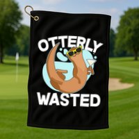 Funny Otterly Wasted Drunk Otter Golf Towel