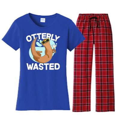 Funny Otterly Wasted Drunk Otter Women's Flannel Pajama Set