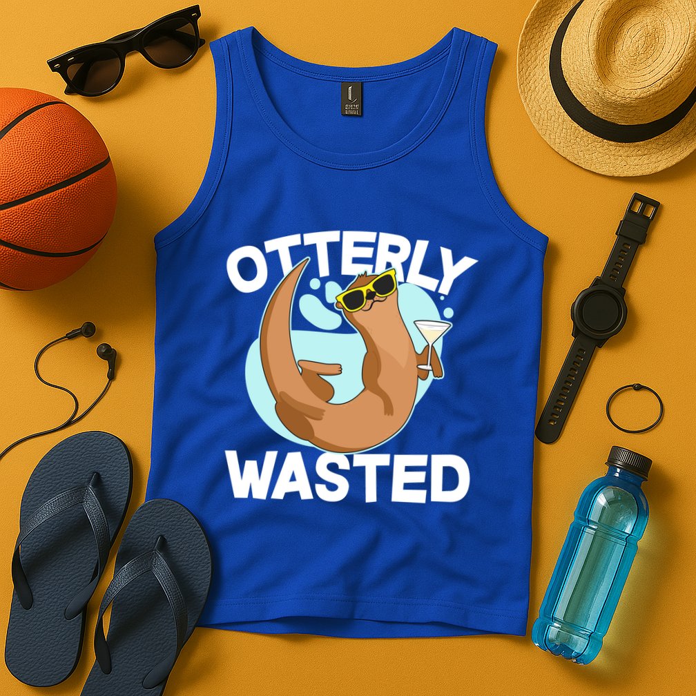 Funny Otterly Wasted Drunk Otter Tank Top