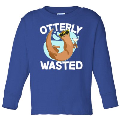 Funny Otterly Wasted Drunk Otter Toddler Long Sleeve Shirt