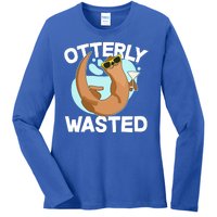 Funny Otterly Wasted Drunk Otter Ladies Long Sleeve Shirt