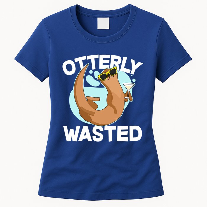 Funny Otterly Wasted Drunk Otter Womens T-Shirt