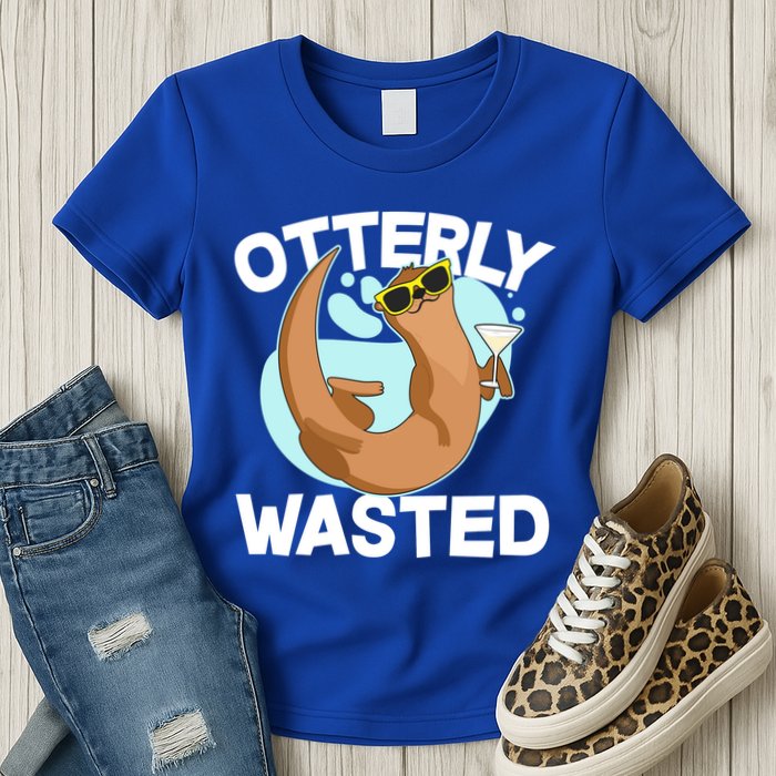 Funny Otterly Wasted Drunk Otter Womens T-Shirt