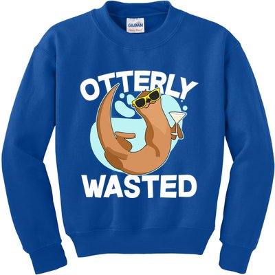 Funny Otterly Wasted Drunk Otter Kids Sweatshirt