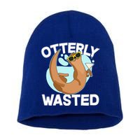 Funny Otterly Wasted Drunk Otter Short Acrylic Beanie