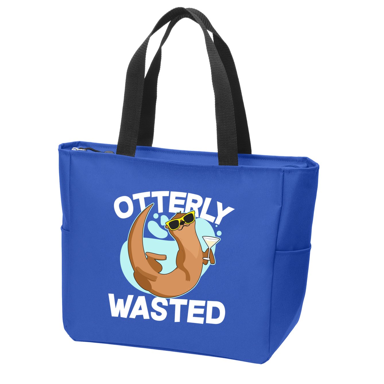 Funny Otterly Wasted Drunk Otter Zip Tote Bag