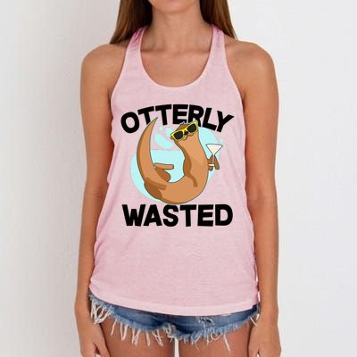 Funny Otterly Wasted Drunk Otter Women's Knotted Racerback Tank