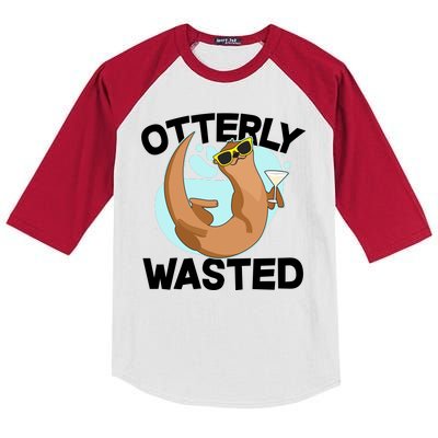 Funny Otterly Wasted Drunk Otter Kids Colorblock Raglan Jersey