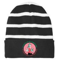 Funny Overwhelmed Mom Striped Beanie with Solid Band