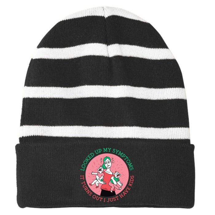 Funny Overwhelmed Mom Striped Beanie with Solid Band