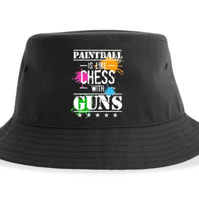 Funny Paintball Is Like Chess With Guns Sustainable Bucket Hat