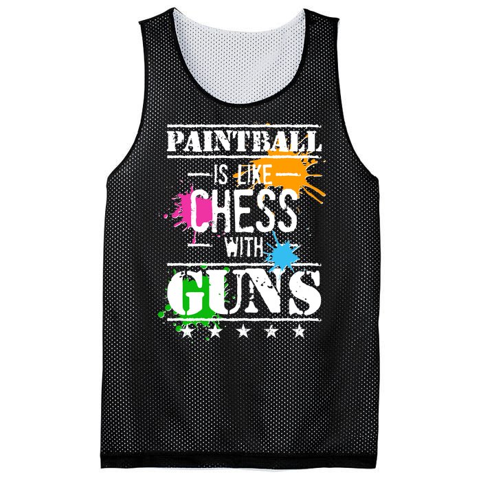 Funny Paintball Is Like Chess With Guns Mesh Reversible Basketball Jersey Tank