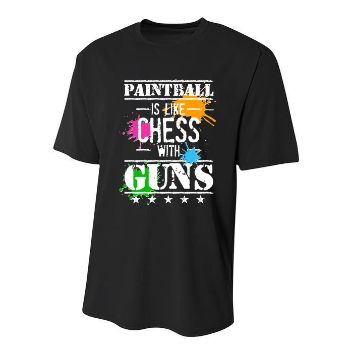 Funny Paintball Is Like Chess With Guns Youth Performance Sprint T-Shirt