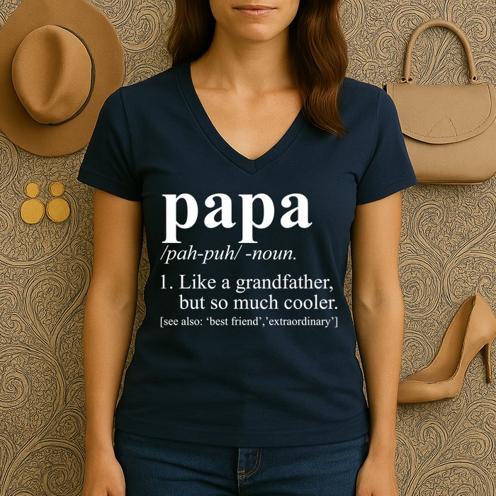 Funny Papa Definition Like A Grandfather Women's V-Neck T-Shirt