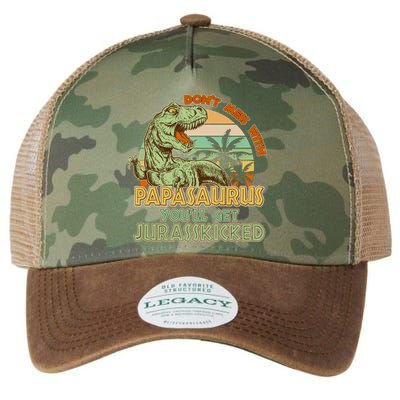 Funny Papa Don't Mess With Papasaurus Legacy Tie Dye Trucker Hat