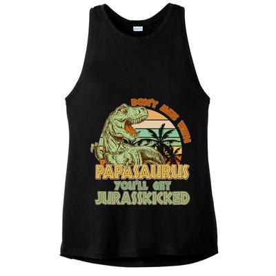 Funny Papa Don't Mess With Papasaurus Ladies PosiCharge Tri-Blend Wicking Tank