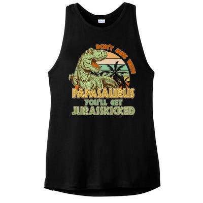 Funny Papa Don't Mess With Papasaurus Ladies PosiCharge Tri-Blend Wicking Tank