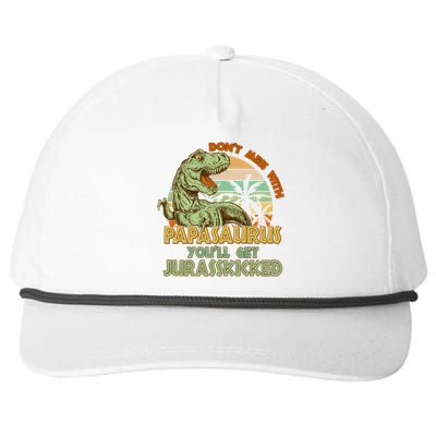 Funny Papa Don't Mess With Papasaurus Snapback Five-Panel Rope Hat