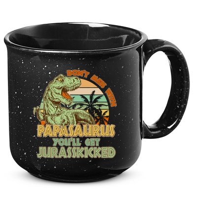 Funny Papa Don't Mess With Papasaurus 15oz Campfire Ceramic Mug