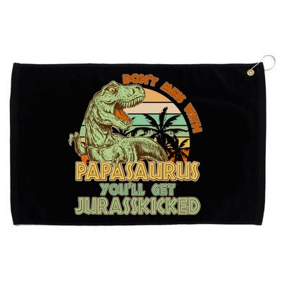 Funny Papa Don't Mess With Papasaurus Grommeted Golf Towel