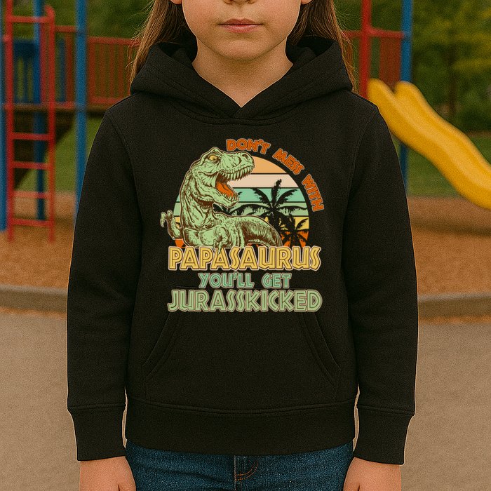 Funny Papa Don't Mess With Papasaurus Kids Hoodie