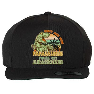 Funny Papa Don't Mess With Papasaurus Wool Snapback Cap