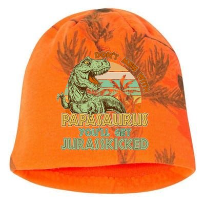 Funny Papa Don't Mess With Papasaurus Kati - Camo Knit Beanie