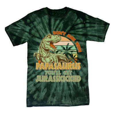 Funny Papa Don't Mess With Papasaurus Tie-Dye T-Shirt