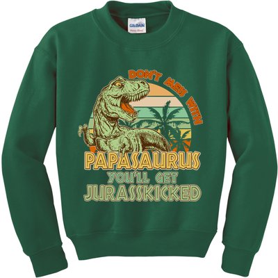 Funny Papa Don't Mess With Papasaurus Kids Sweatshirt