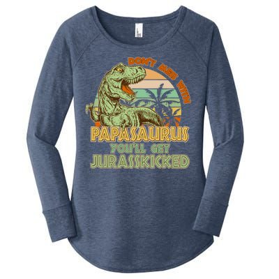 Funny Papa Don't Mess With Papasaurus Women's Perfect Tri Tunic Long Sleeve Shirt