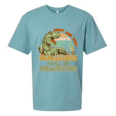 Funny Papa Don't Mess With Papasaurus Sueded Cloud Jersey T-Shirt