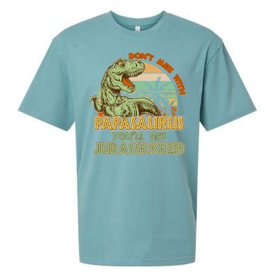 Funny Papa Don't Mess With Papasaurus Sueded Cloud Jersey T-Shirt