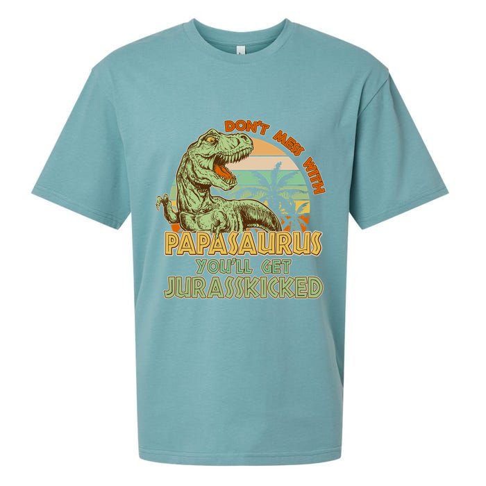 Funny Papa Don't Mess With Papasaurus Sueded Cloud Jersey T-Shirt