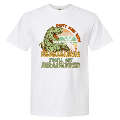 Funny Papa Don't Mess With Papasaurus Garment-Dyed Heavyweight T-Shirt