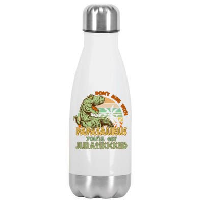 Funny Papa Don't Mess With Papasaurus Stainless Steel Insulated Water Bottle