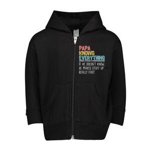 Funny Papa Knows Everything Toddler Zip Fleece Hoodie