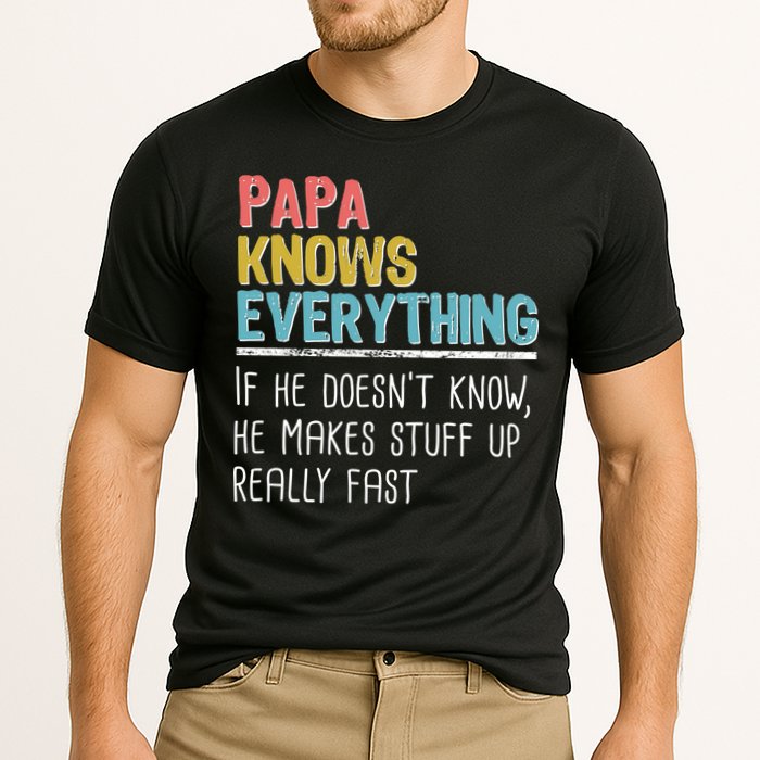 Funny Papa Knows Everything Cooling Performance Crew T-Shirt