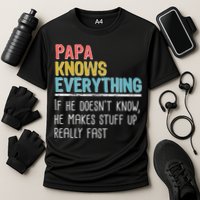 Funny Papa Knows Everything Cooling Performance Crew T-Shirt