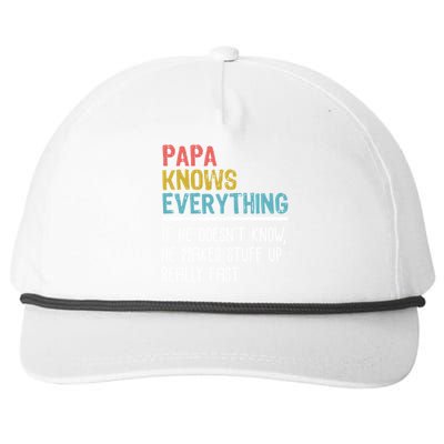 Funny Papa Knows Everything Snapback Five-Panel Rope Hat