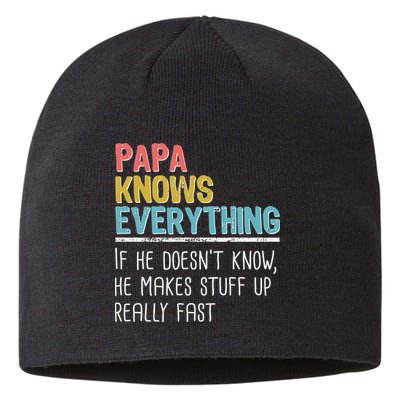 Funny Papa Knows Everything Sustainable Beanie