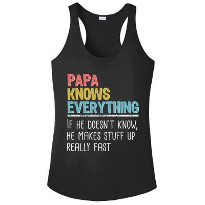 Funny Papa Knows Everything Ladies PosiCharge Competitor Racerback Tank